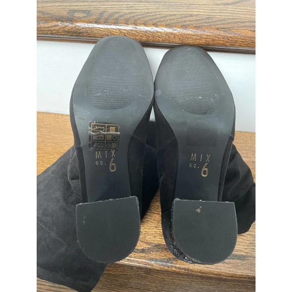 Mix No. 6 Black Over-the-Knee Boots with Glitter Heel - Picture 7 of 10